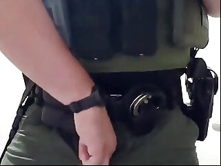 uniformed policeman pissing handsfree and balls out amateur big cock daddy